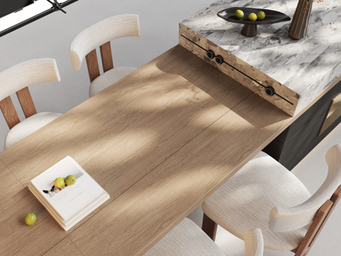 现代岛台餐桌椅组合su模型