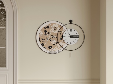 法式奶油风墙饰 钟表 挂饰su模型