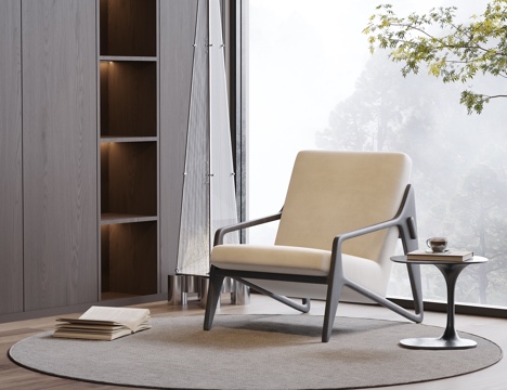 现代休闲椅 扶手椅 实木休闲椅su模型