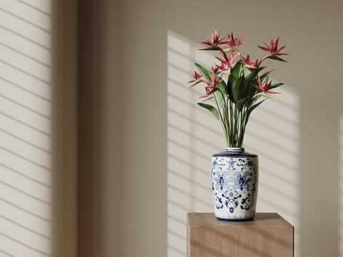 新中式花瓶 花卉 花艺 绿植su模型