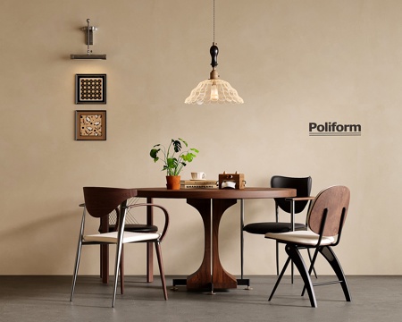 中古餐桌椅 现代圆形餐桌 餐椅 小吊灯su模型