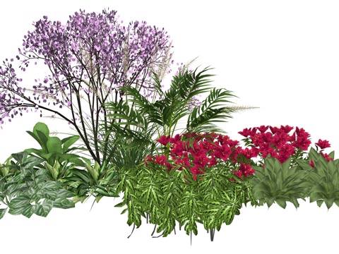 现代庭院植物堆景观su模型