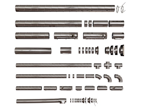 现代通风管道 排气管 排水管 排烟管 工业管道su模型