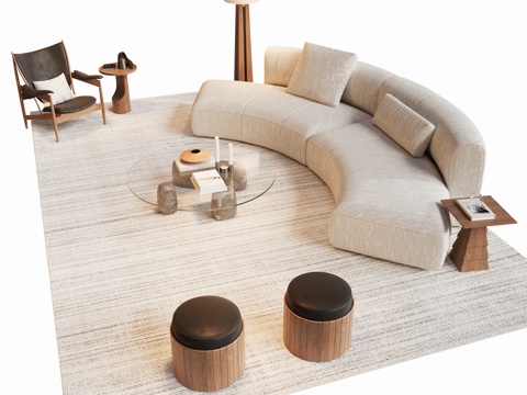 现代客厅沙发茶几组合su模型