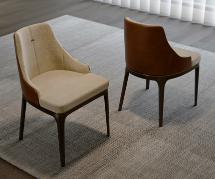 意式单椅 现代单椅 餐椅 休闲椅 皮椅su模型