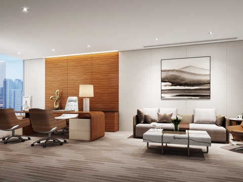  现代总经理办公室 董事长办公室3d模型 