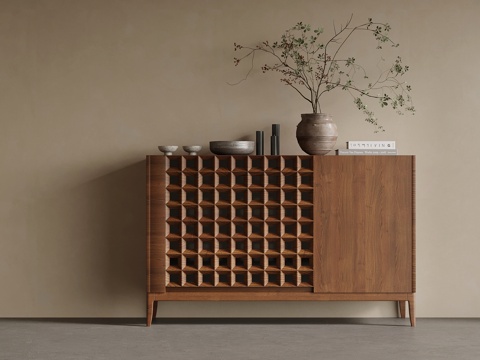 中古风玄关柜su模型