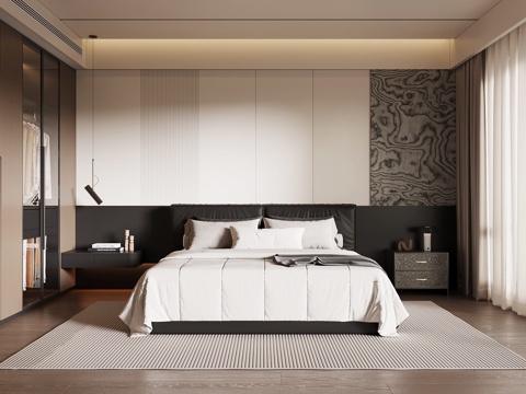 现代意式卧室su模型