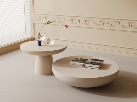 现代奶油风茶几 字母几su模型