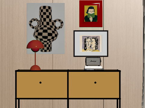 包豪斯置物柜 边柜su模型