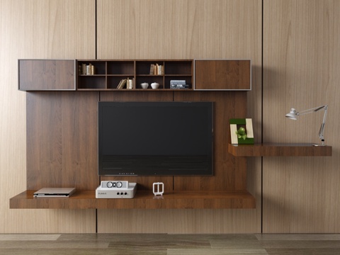  现代电视柜 电视墙 背景墙3d模型 