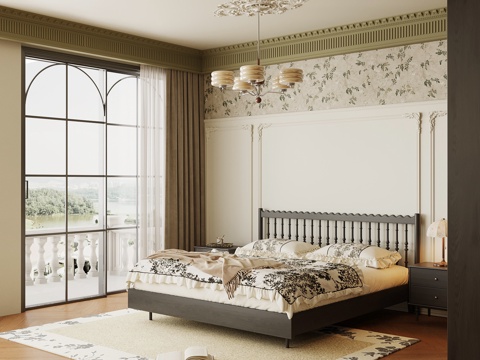 法式复古卧室su模型