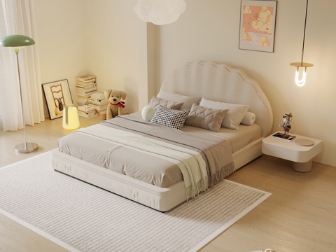 现代简约儿童床 床头柜su模型