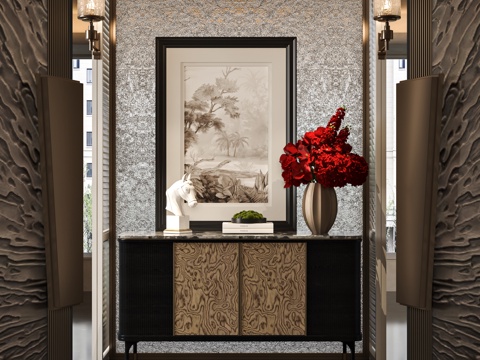 入户玄关 玄关摆件su模型