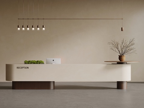 中古风吧台 接待台su模型