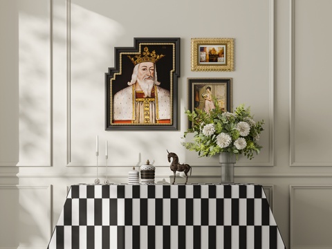 法式玄关柜 边柜 装饰摆件su模型