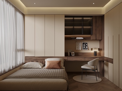 中古风榻榻米卧室su模型