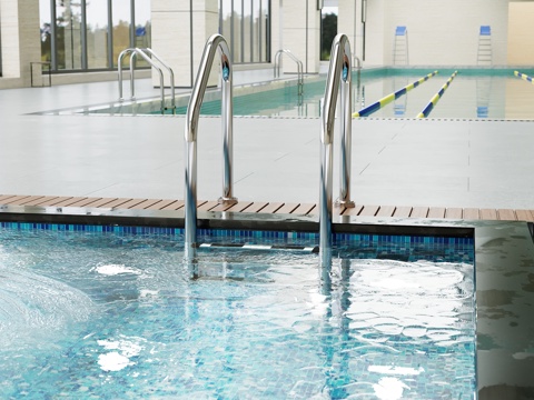  游泳馆游泳池泳池扶手3d模型3d模型 