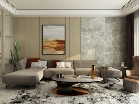  现代简约客餐厅 玄关 开放书柜3d模型 