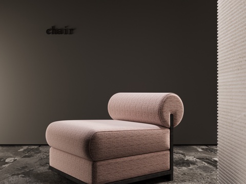 现代奶油风单人沙发su模型