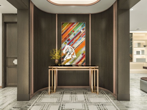  新中式门厅餐厅书房3d模型 