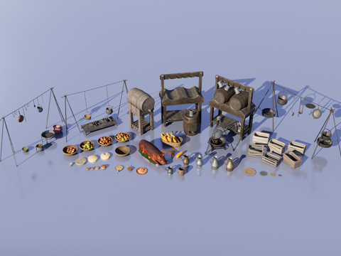  中世纪市场物品3d模型 