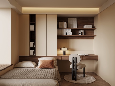 中古风榻榻米卧室su模型