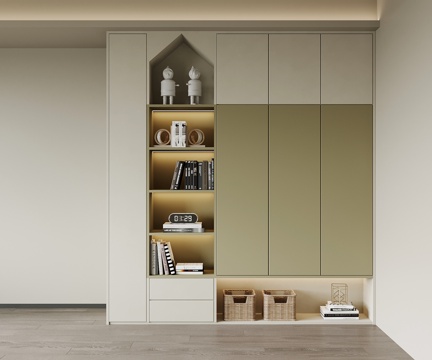 现代简约儿童房衣柜su模型