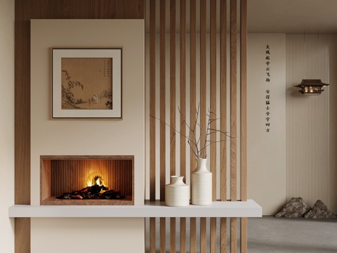 新中式玄关 隔断su模型