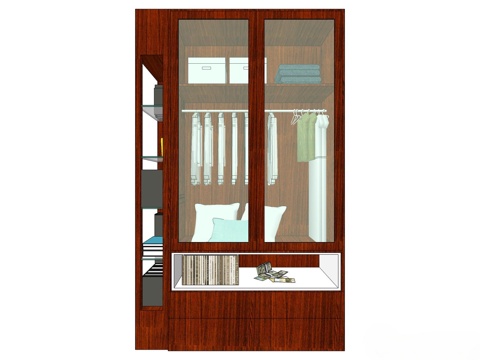 实木衣柜 衣柜 造型衣柜 全屋定制 新中式衣柜 开门衣柜su模型