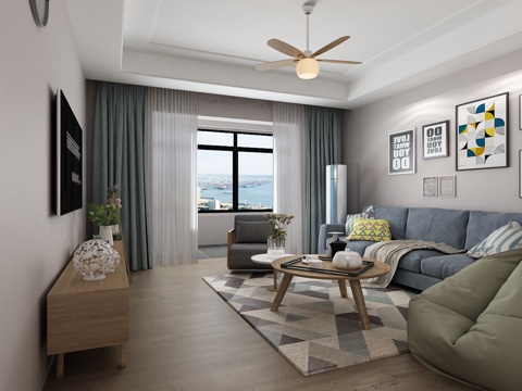  北欧简约客餐厅3d模型 