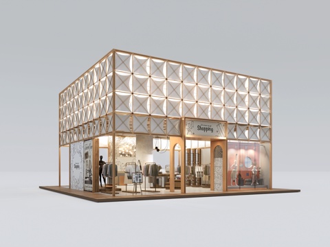 原木风格快闪店su模型