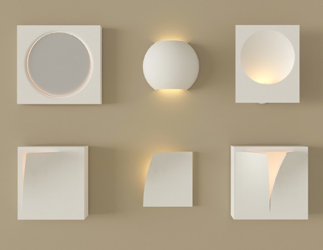 现代石膏灯 内嵌式石膏灯 壁灯su模型