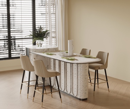 现代餐桌椅 岛台餐桌椅su模型