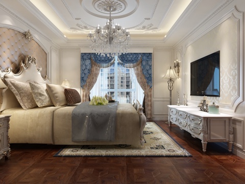  欧式古典卧室 吊灯 壁灯 3D模型3d模型 