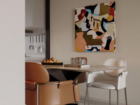  现代意式家居餐厅3d模型 