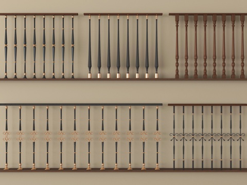 美式扶手 楼梯扶手su模型