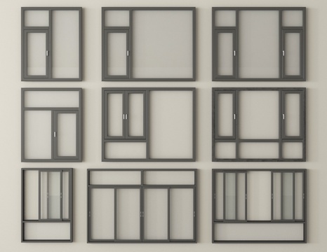 现代窗组合 平开窗 推拉窗 阳台窗 落地窗su模型