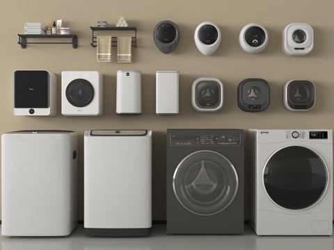 现代洗衣机  壁挂式洗衣机  波轮洗衣机 小洗衣机 卫浴小件su模型