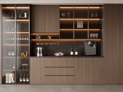 现代意式玻璃酒柜su模型