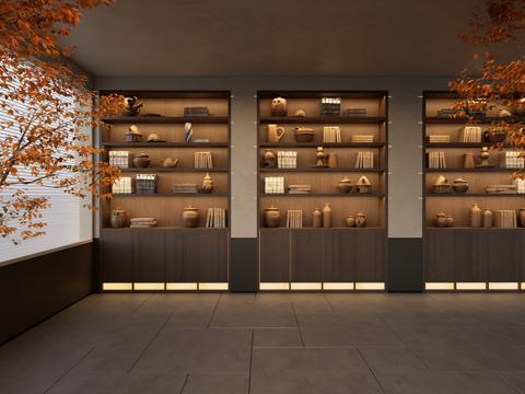 中古风书柜su模型