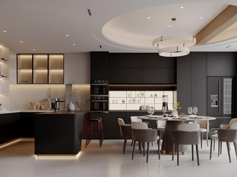  现代家居餐厅 现代餐厅3d模型 