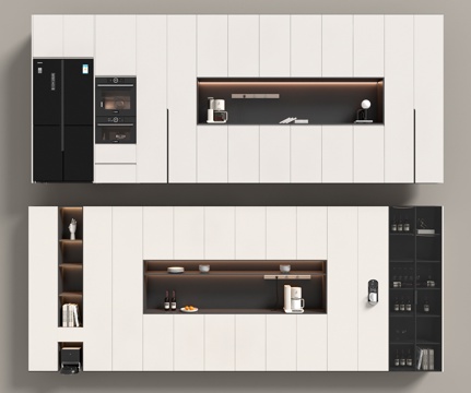  水吧柜酒柜冰箱微波炉3d模型 