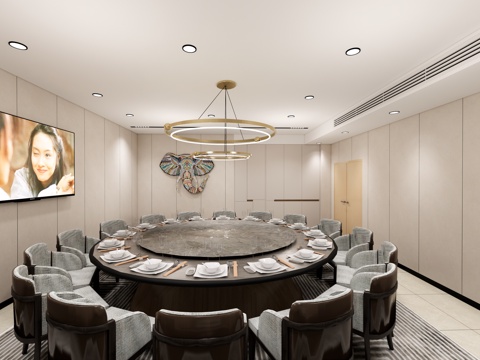 餐饮店包间 大包厢su模型