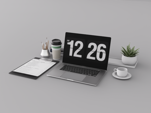 办公用品电脑组合su模型