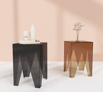 彩色亚克力座凳 水晶凳 亚克力化妆凳 亚克力凳子 透明小板凳su模型