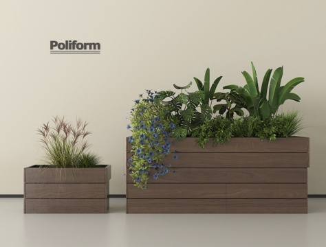 植物组合 户外外摆花箱 盆栽 花草 花池花坛 植物堆su模型