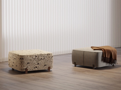 法式中古凳子 沙发凳 换鞋凳su模型