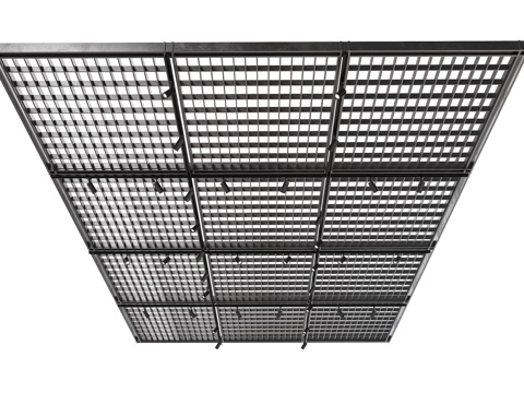 栅格吊顶 黑色铁艺 艺术空间 天花吊吊顶 格栅网 铁隔网吊顶su模型