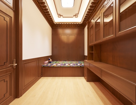 藏式 新中式 卧室 榻榻米卧室 老人房 次卧su模型